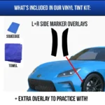 Full side marker tint kit including overlays, squeegee, and microfiber towel for Toyota GR86 and Subaru BRZ.