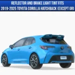 A non GR Corolla with tinted rear bumper reflectors in black and a black third brake light overlay.