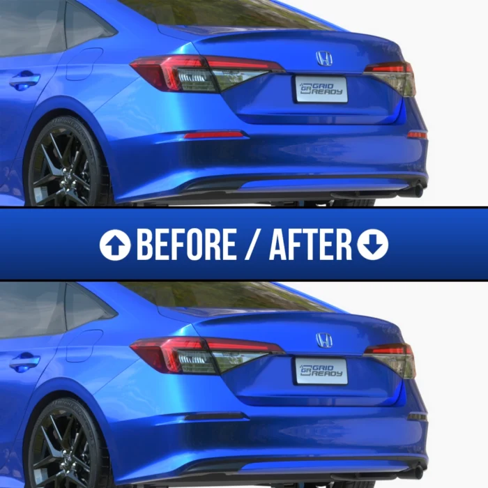 Honda Civics with and without black reflector tint installed.
