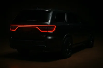 Dodge teases new Durango SRT Hellcat in low light setting.