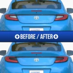 Toyota GR86 before and after tail light tint.