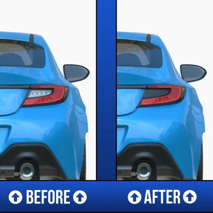 Toyota GR86 tail light tint overlays before and after.