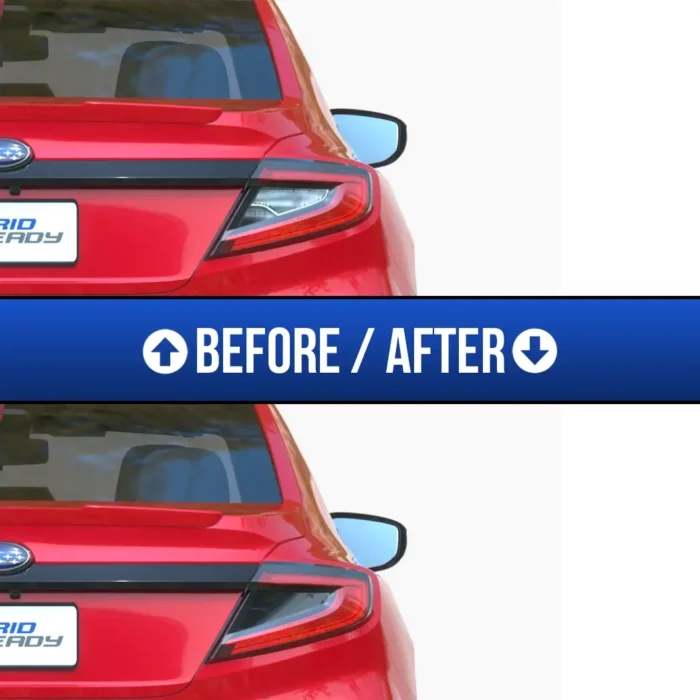 Close-up shot of tinted tail lights on a Subaru WRX