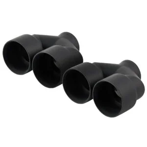 Left and right black quad exhaust tips for the 2017-2023 V8 Dodge Challenger