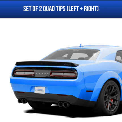 Quad tips installed on Dodge Challenger.